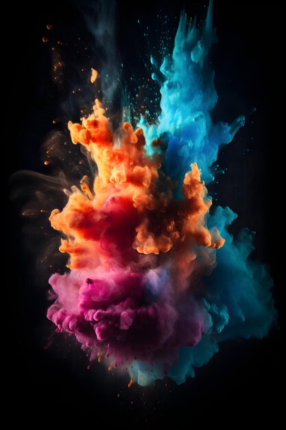 A colorful smoke and a black background.