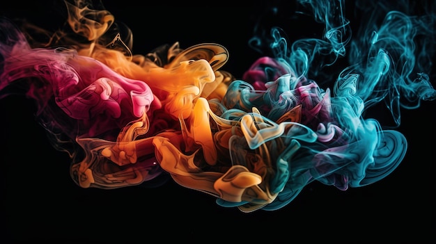 A colorful smoke and a black background