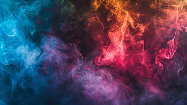 Colorful smoke closeup on a black background