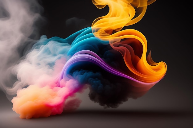 A colorful smoke cloud with a black background