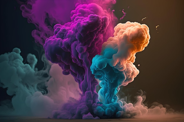 A colorful smoke cloud with a dark background.