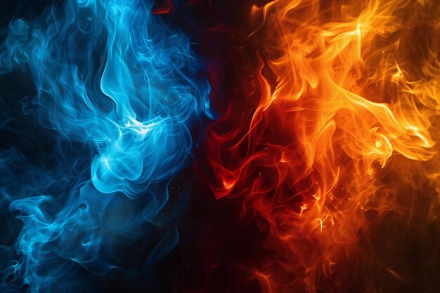 Colorful smoke of fire on a black background Background for Halloween