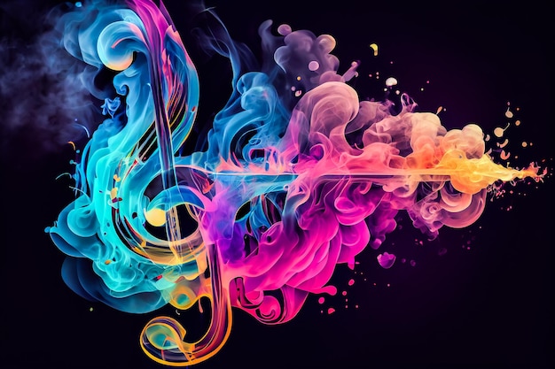 Colorful smoke in the form of musical notes Generative AI Generative AI