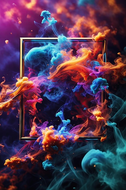 colorful smoke frame with futuristic gas ai generative