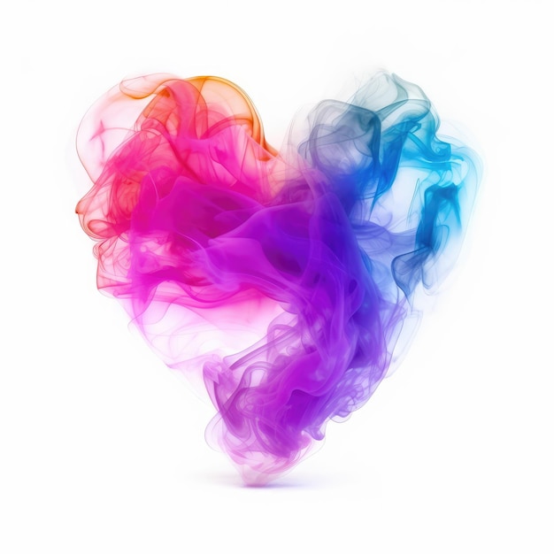 Colorful smoke heart Isolated on White Background