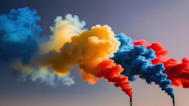 Photo colorful smoke patterns create vibrant visual effects shifting from electric blue