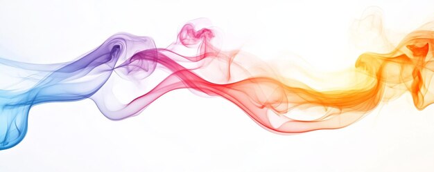 Photo colorful smoke trails blending on a white background abstract art concept