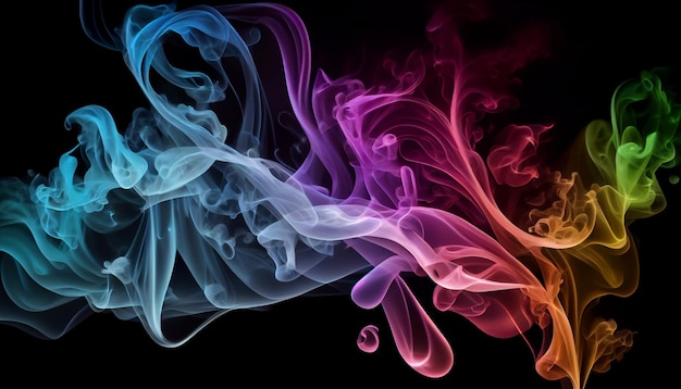 A colorful smoke with a black background