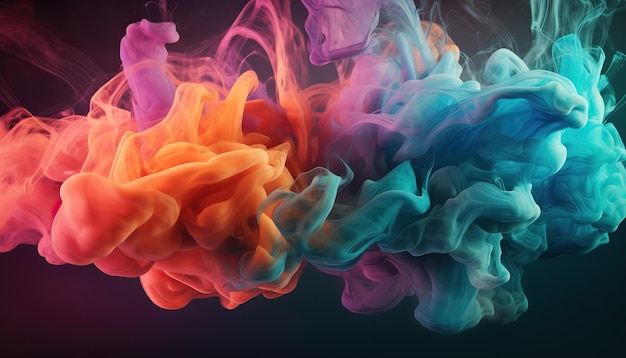 A colorful smoke with a black background