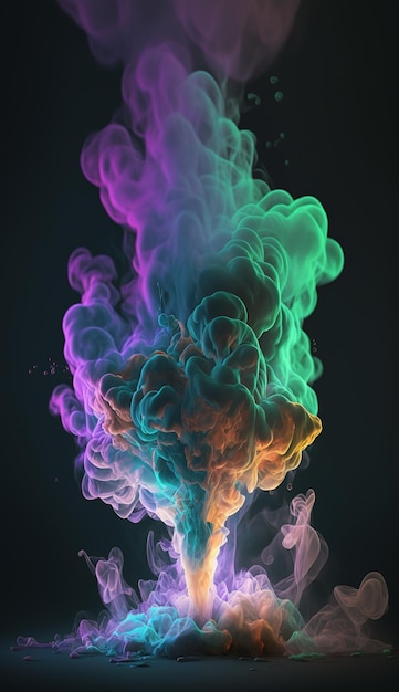 A colorful smoke with a black background