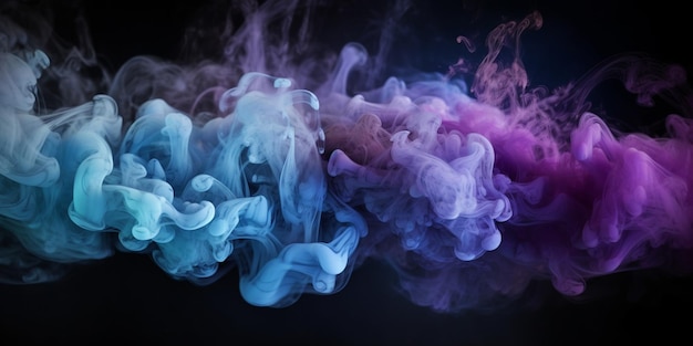 A colorful smoke with a black background