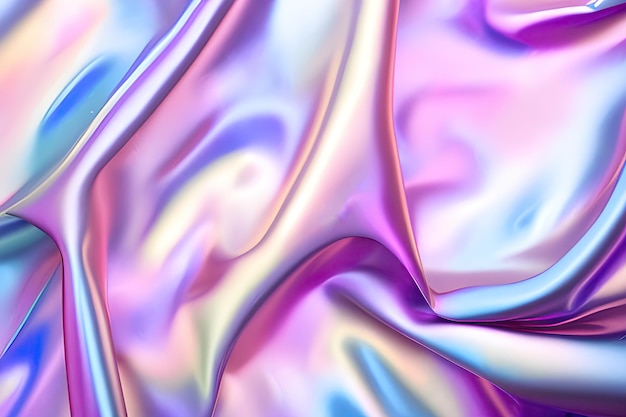 Colorful smooth wavy elegant holographic silk cloth texture design