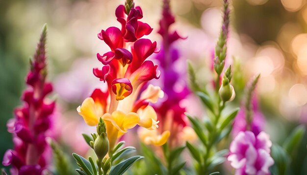 Colorful snapdragon flower blooming in the garden