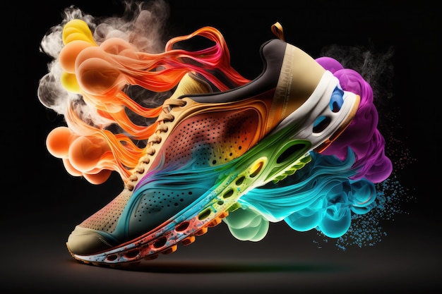 A colorful sneaker with the word nike on it