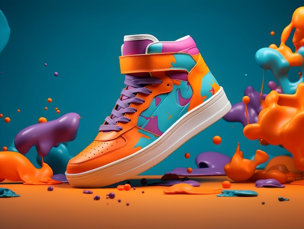 Photo colorful sneakers shoes collection fitness lifestyle sneakers shoe mockup colorful and white footw