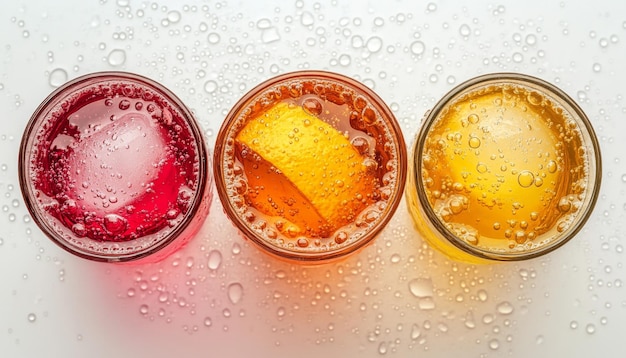 Colorful Soda Bubbles in Various Flavors CloseUp