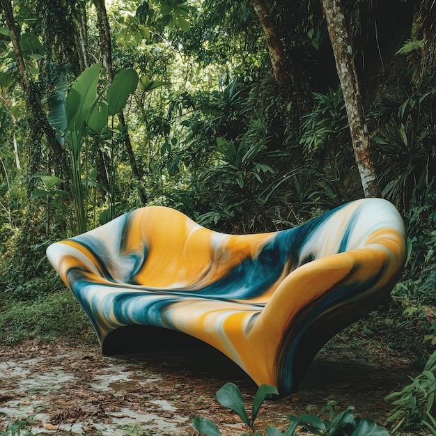 Photo colorful sofa in the jungle colorful sofa in the jungle