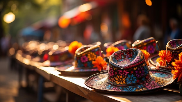 Colorful Sombreros And Maracas For Sale At A Wallpaper