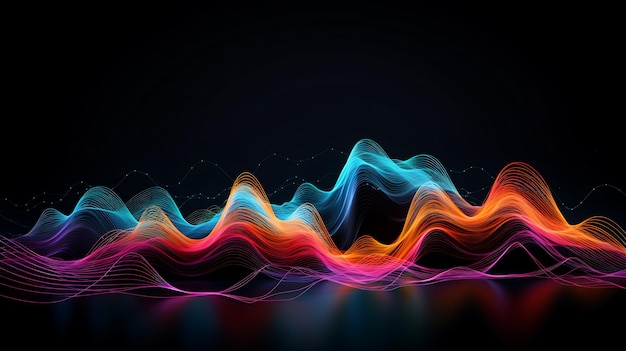 Photo colorful sound wave quantum wavetracing generative ai