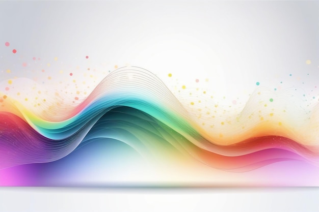 Colorful sound waves abstract white background horizontal composition