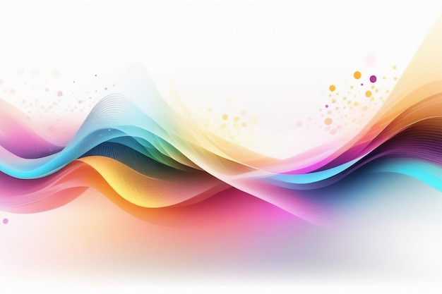 Colorful sound waves abstract white background horizontal composition