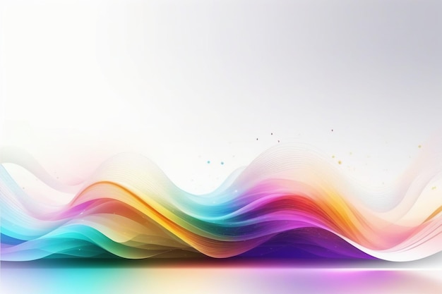 Colorful sound waves abstract white background horizontal composition