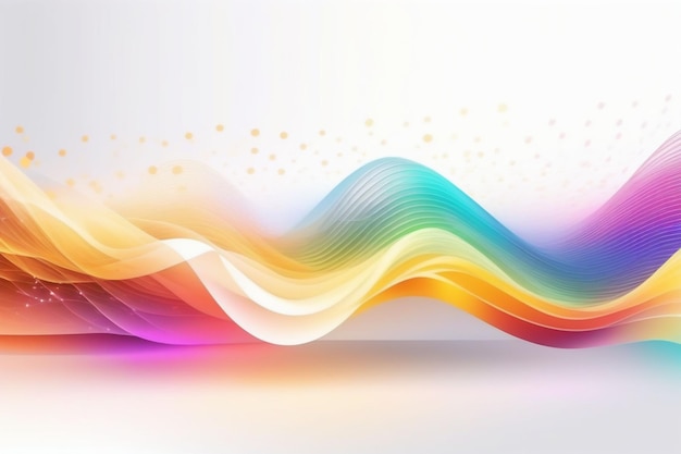 Colorful sound waves abstract white background horizontal composition