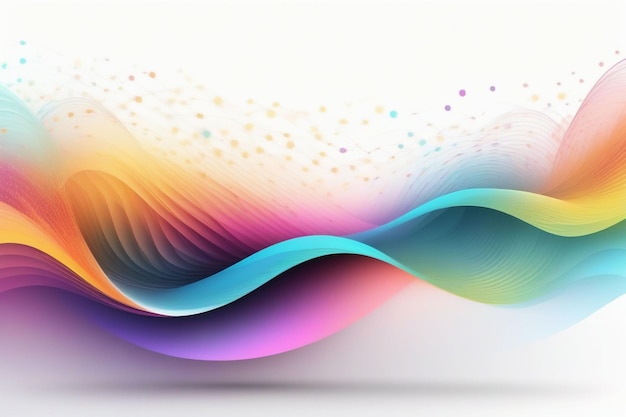 Colorful sound waves abstract white background horizontal composition