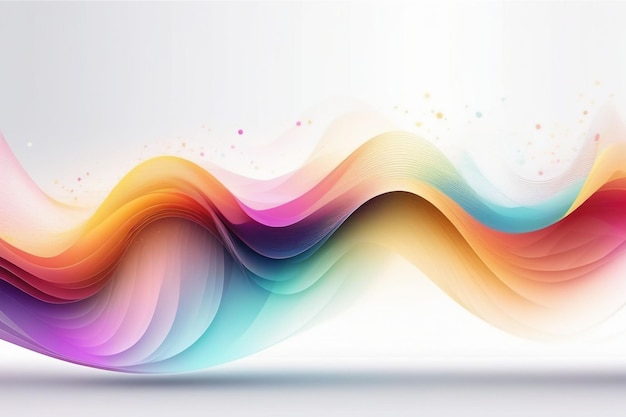 Colorful sound waves abstract white background horizontal composition