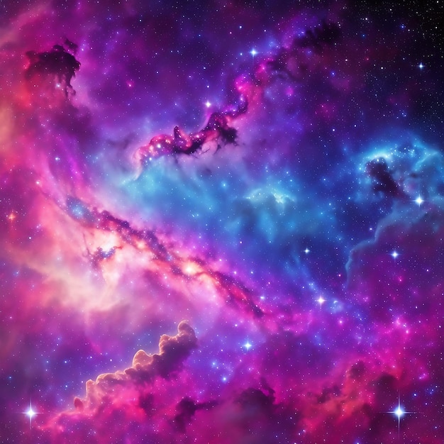 Colorful space galaxy cloud nebula Stary night cosmos background Generative AI