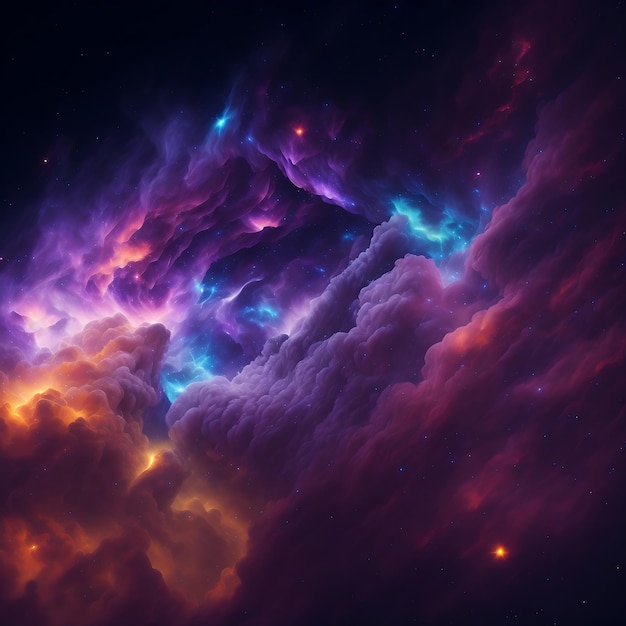 Colorful space galaxy cloud nebula Stary night cosmos background Generative AI