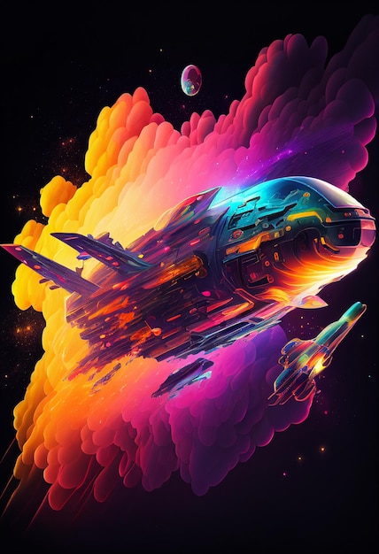 Colorful spaceship