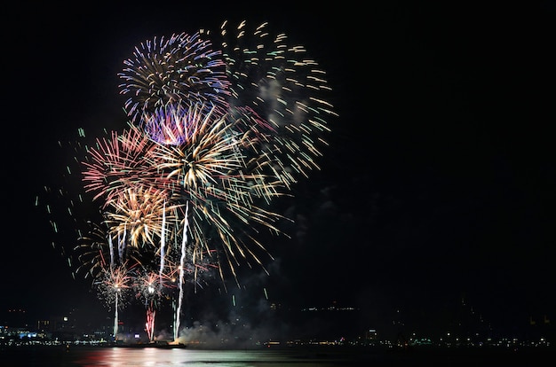 Colorful sparkling fireworks display lights up thesky