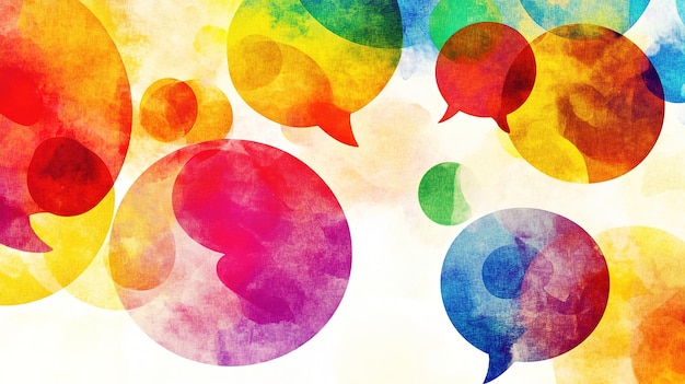 Photo colorful speech bubbles create a vibrant illustration that symbolizes communication and conversation in a creative abstract style