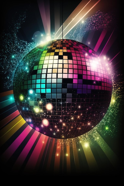 Colorful sphere of a disco ball