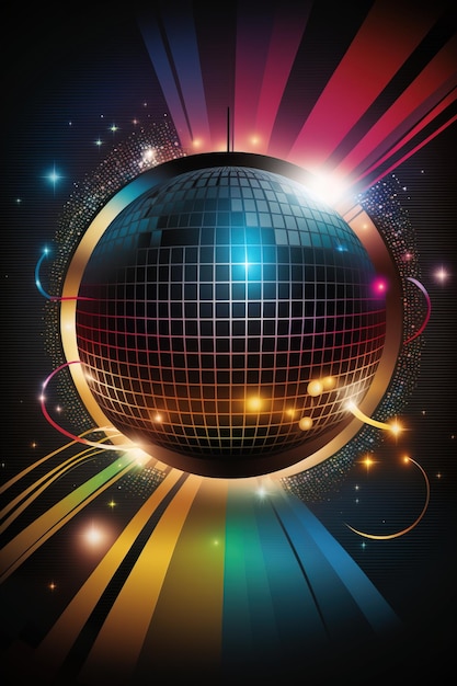 Colorful sphere of a disco ball