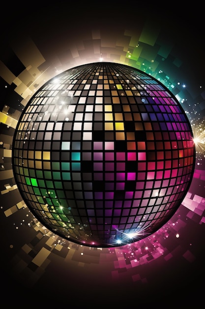 Colorful sphere of a disco ball