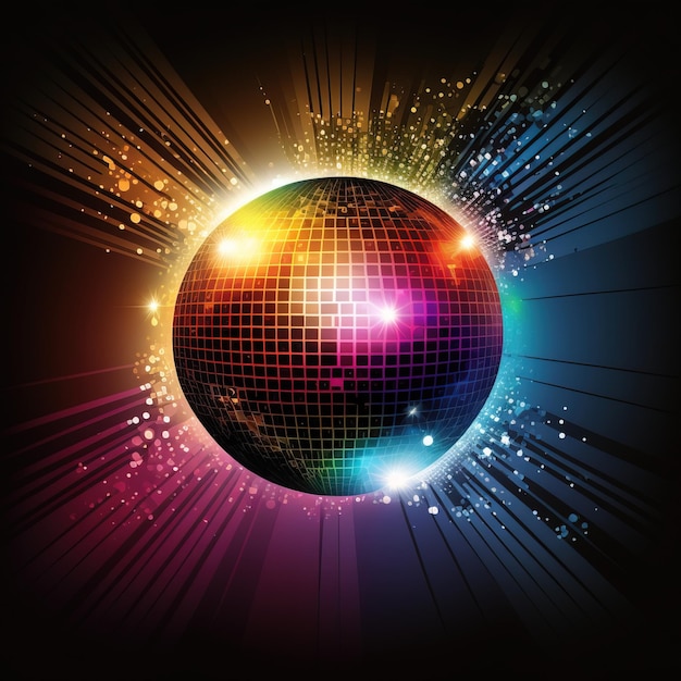 Colorful sphere of a disco ball