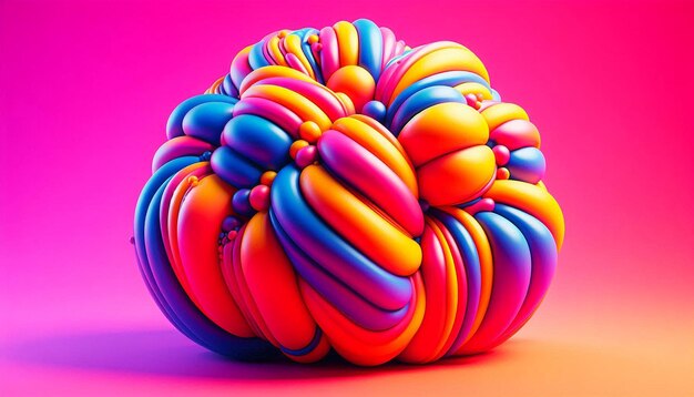 a colorful sphere made of balloons is made by lollipops