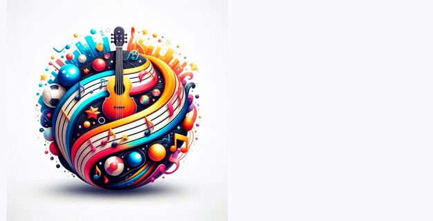 a colorful sphere with a guitar on it