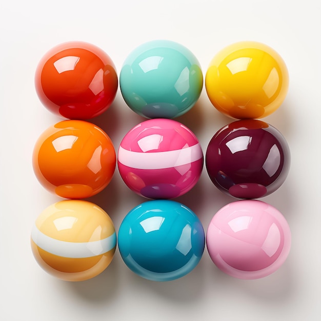 Colorful spheres on a white background 3d rendering illustration