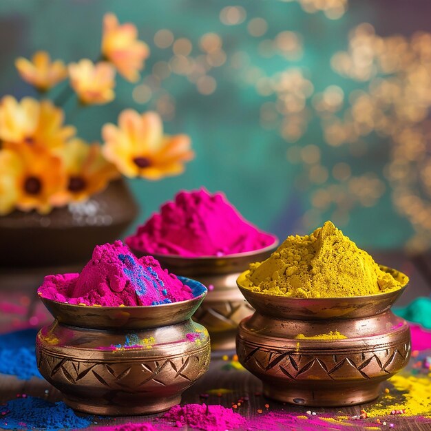 Photo colorful spices are on a table with a blue background