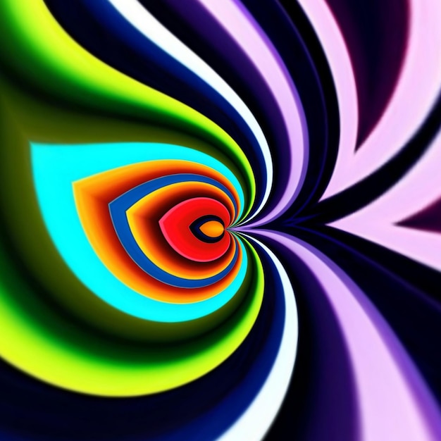 A colorful spiral of colors is shown with a black background.