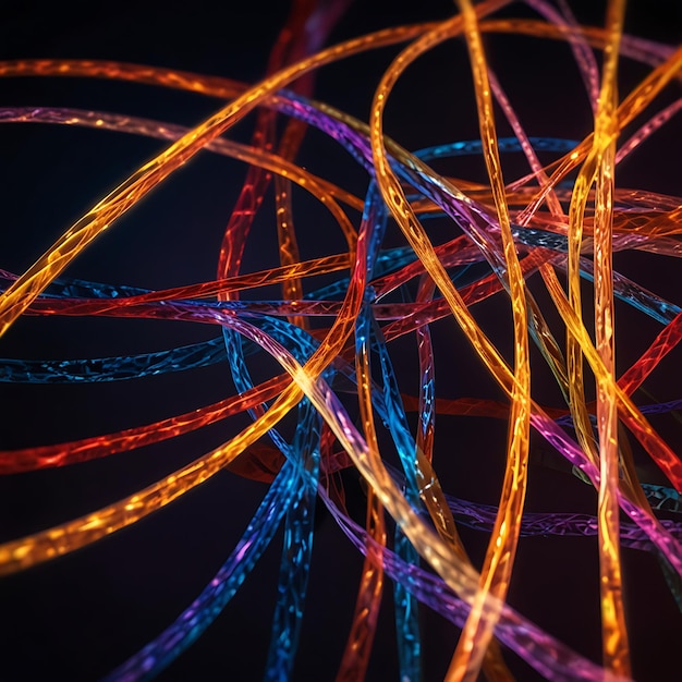 a colorful spiral of thread is shown with a black background