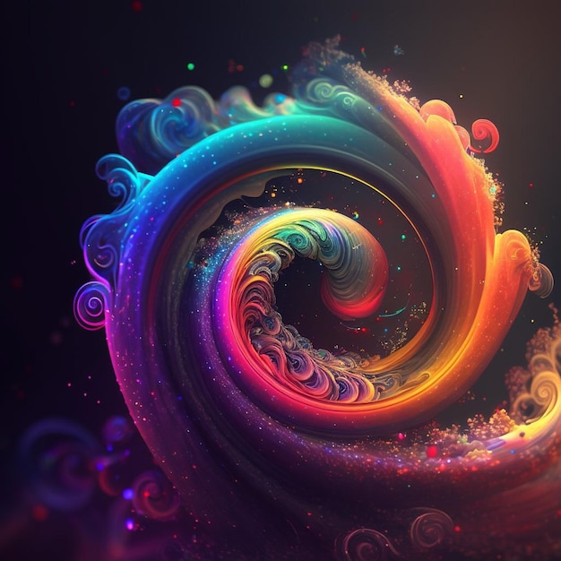 A colorful spiral with a black background and a black background.