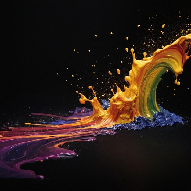 Photo colorful splash of color is shown with a black background