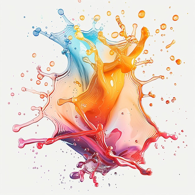 a colorful splash of orange and blue colors is created by the artist