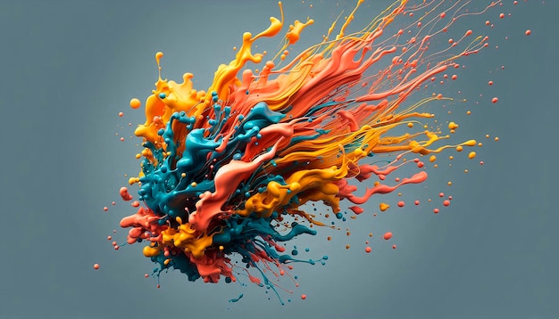 a colorful splash of orange and blue liquid is shown with orange and blue colors