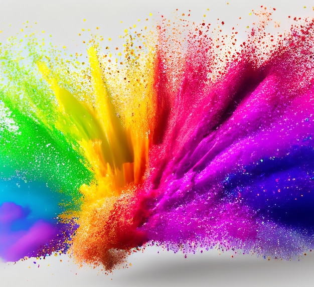 a colorful splash of paint has colored powder on it