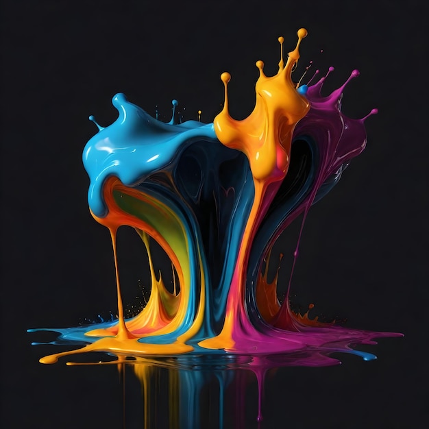 a colorful splash of paint is on a black background